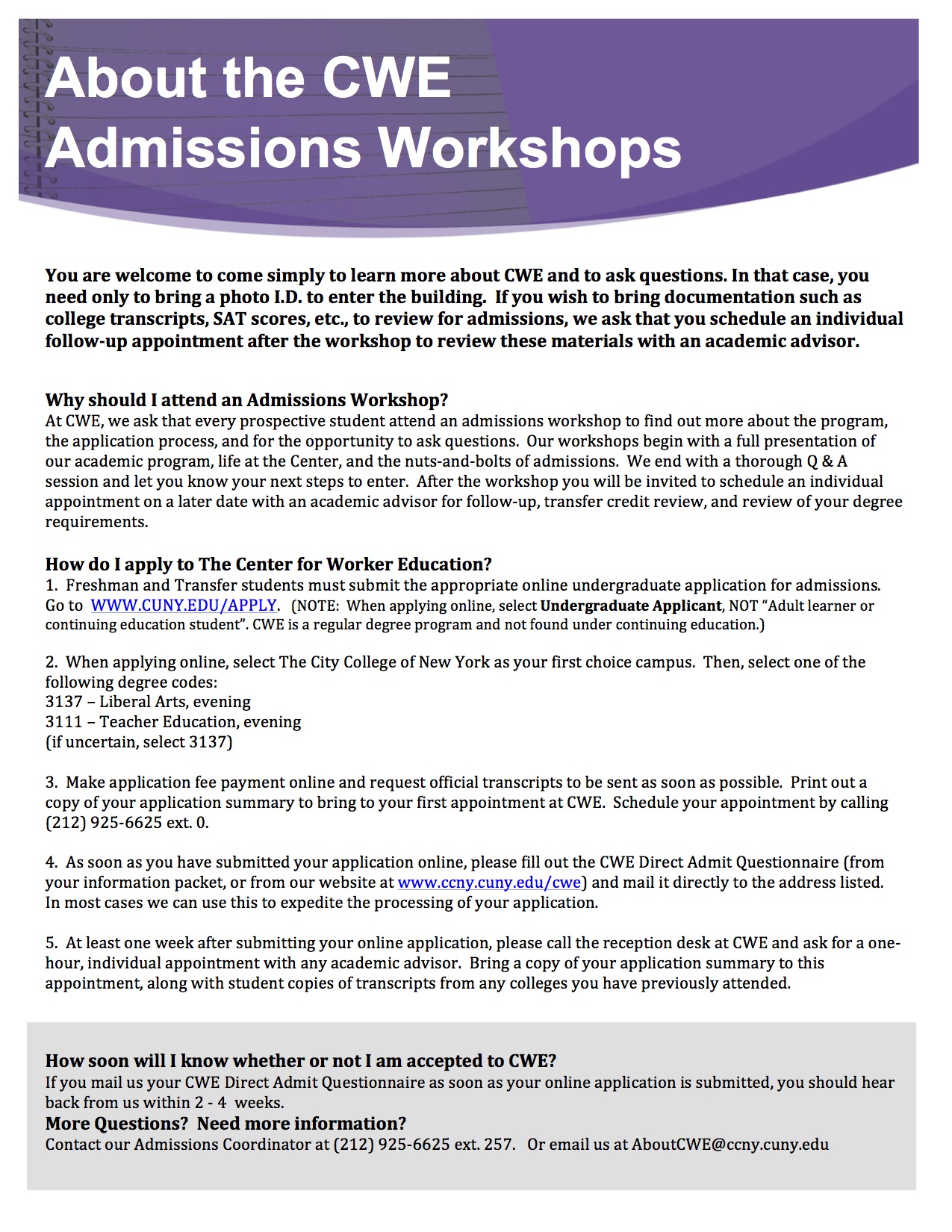 Undergraduate Admissions The City College of New York